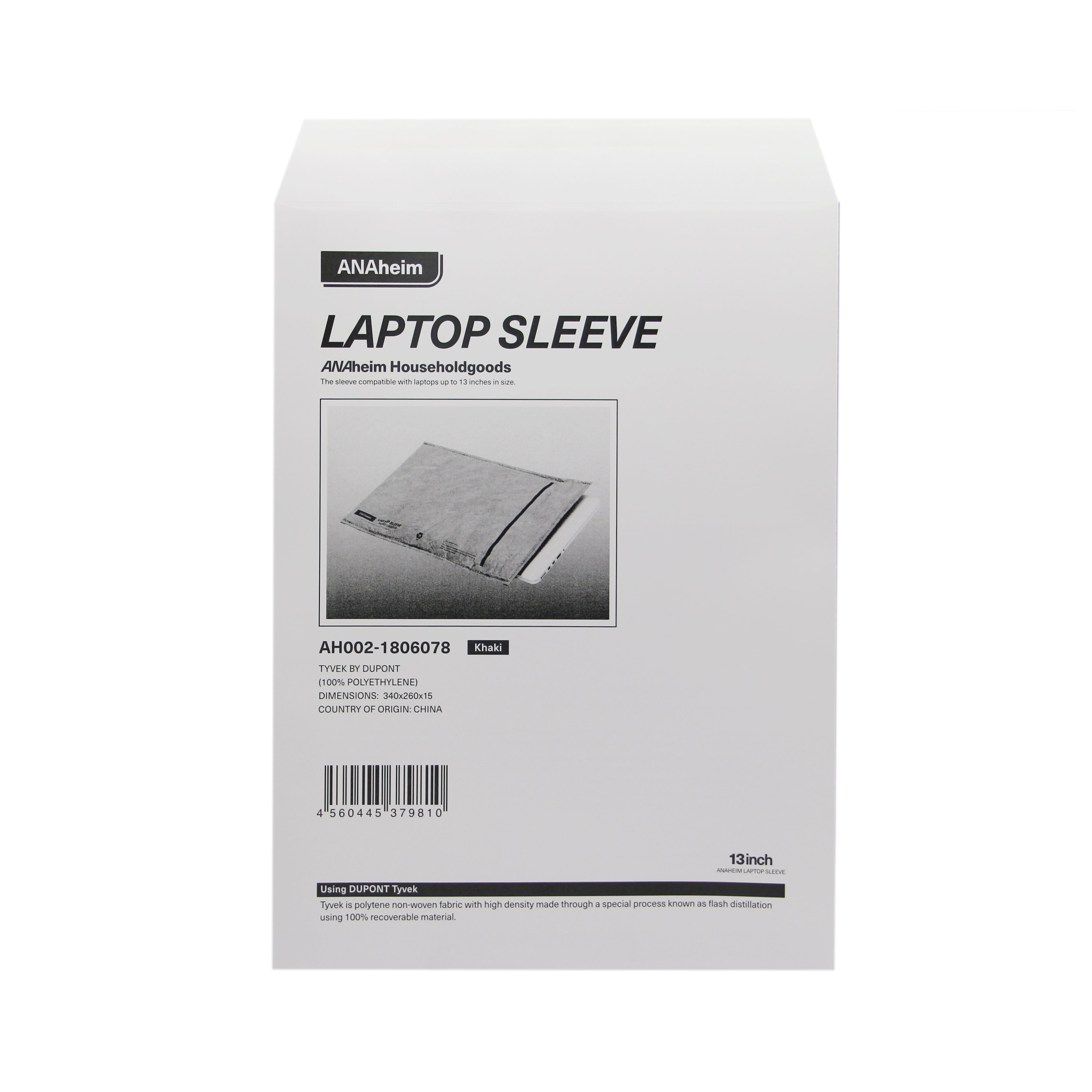 Packaged Anaheim laptop sleeve displayed against a white background
