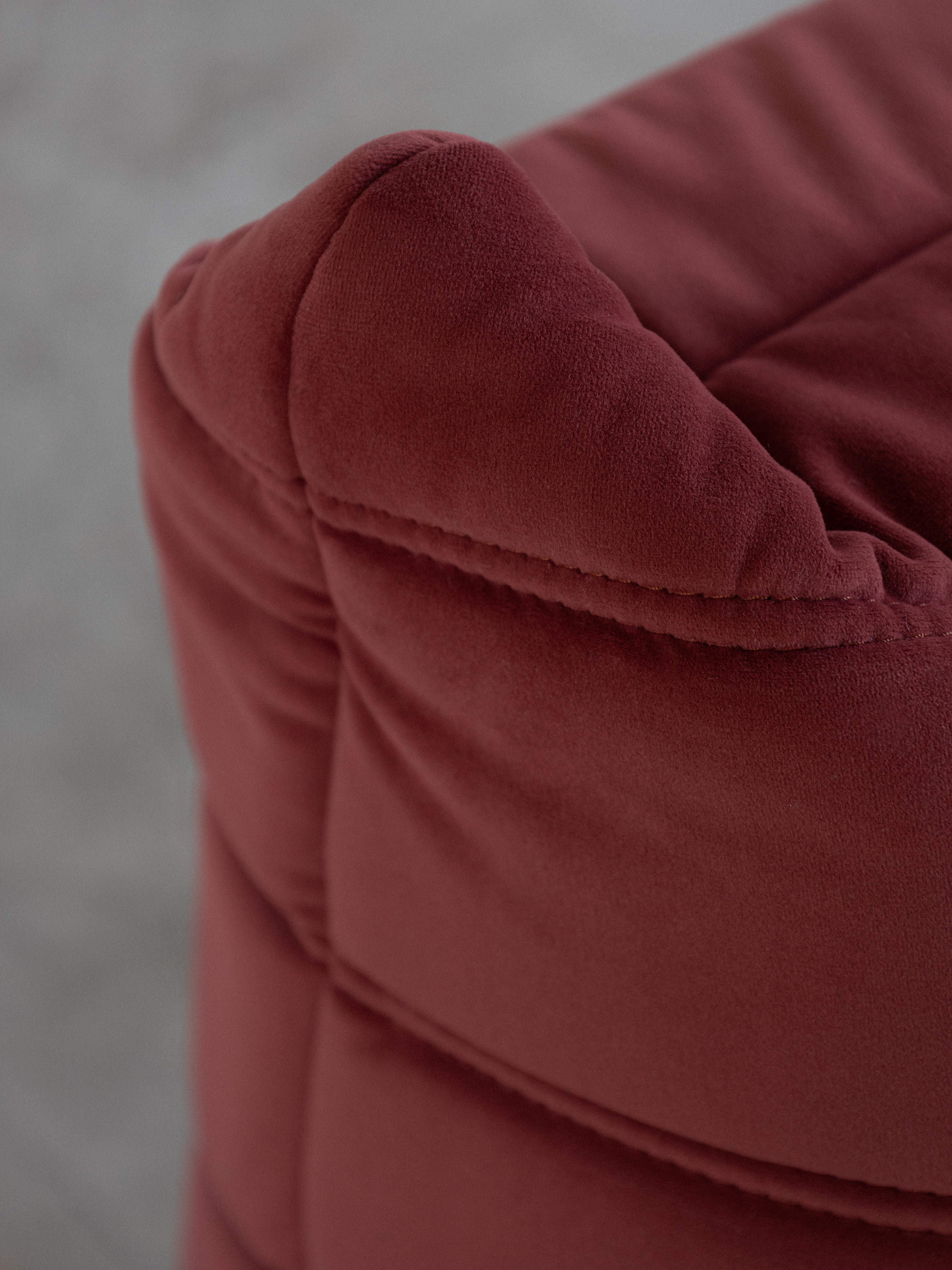 Modular Sofa - Burgundy - Velvet Fabric - Corner Seater