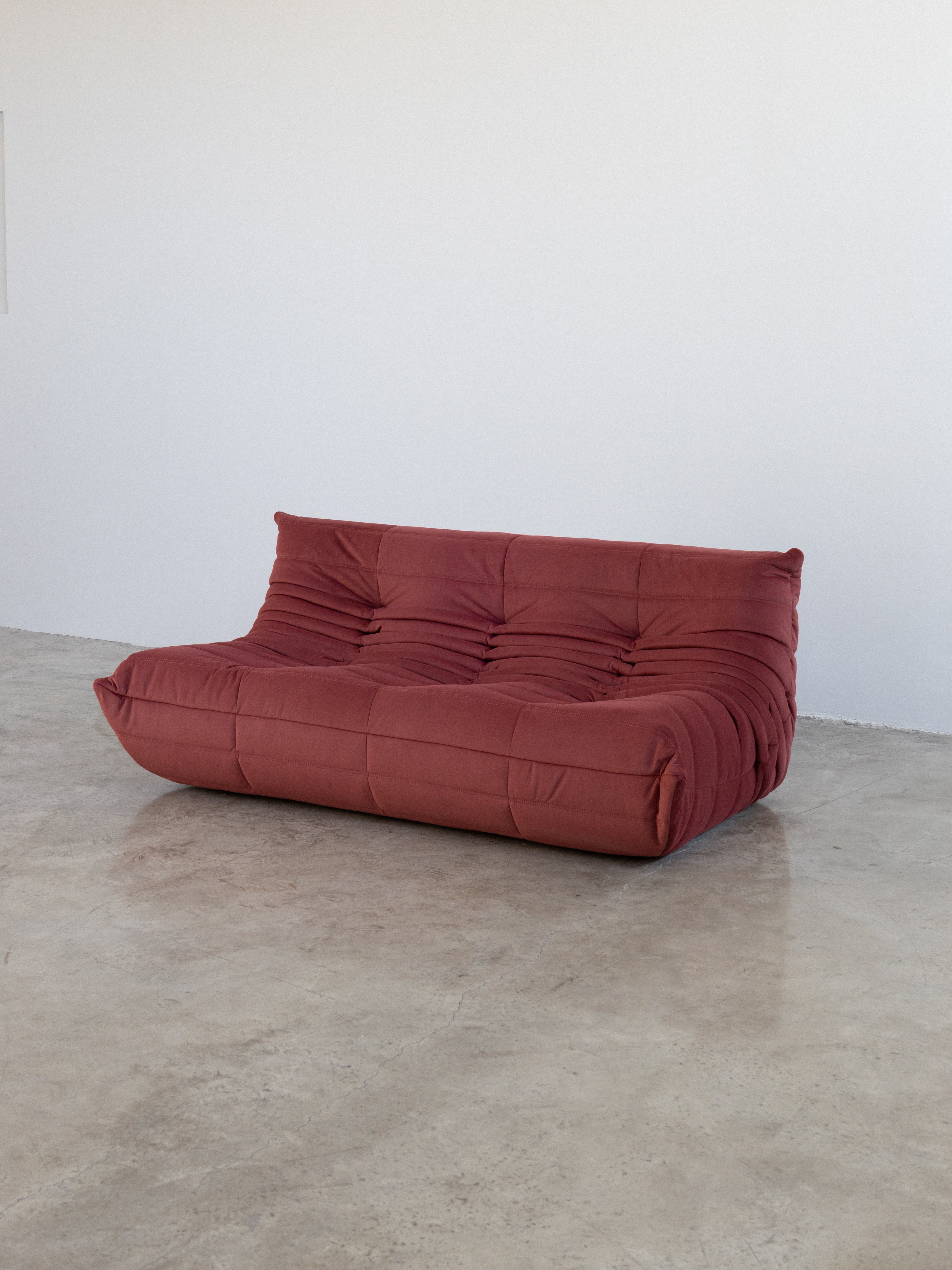 Modular Sofa - Burgundy - Velvet Fabric - 3 - Seater